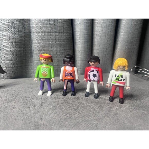 Playmobil Figures Fireman Soccer Ambulance Horses Chair Dishes Lot - Picture 9 of 13